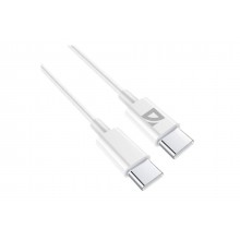 Defender Кабель F182, Type-C (M) - Type-C (M), 2 метра, Power Delivery 60Вт, TPE оплетка, белый. арт.:87538