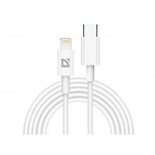 Defender Кабель F182, Type-C (M) - Apple Lightning (M), 2 метра, Power Delivery 20Вт, TPE оплетка, белый. арт.:87539