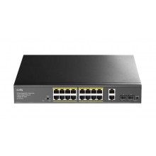 Cudy GS1018PS2 Коммутатор с 16 гигабитными портами, 2 гигабитными портами Uplink, 2 портами SFP и поддержкой PoE+
