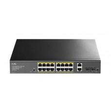 Cudy GS1018PS2 Коммутатор с 16 гигабитными портами, 2 гигабитными портами Uplink, 2 портами SFP и поддержкой PoE+
