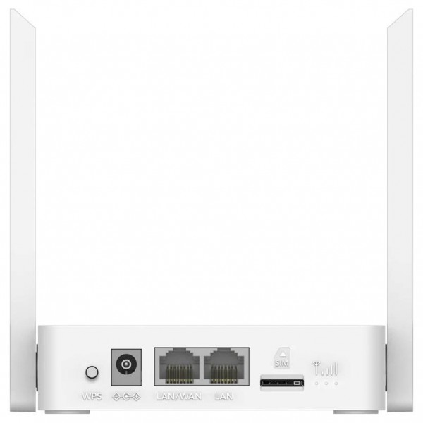 Cudy LT300 2.0 Wi-Fi 4G LTE Cat.4 роутер N300, 2,4 ГГц, до 300 Мбит/с, 3G, 4G, 2x100 Мбит/с, Nano-SIM, белый, 2 антенны
