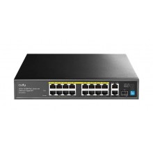 Cudy FS1018PS1 Коммутатор с 16 портами 10/100 Мбит/с, 2 гигабитными портами Uplink, портом SFP и поддержкой PoE+ 200 Вт