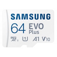 Флеш карта microSD 64GB SAMSUNG EVO Plus microSDXC Class 10, UHS-I U1, V10, A1 (SD адаптер) 160MB/s арт.:MB-MC64SA/APC