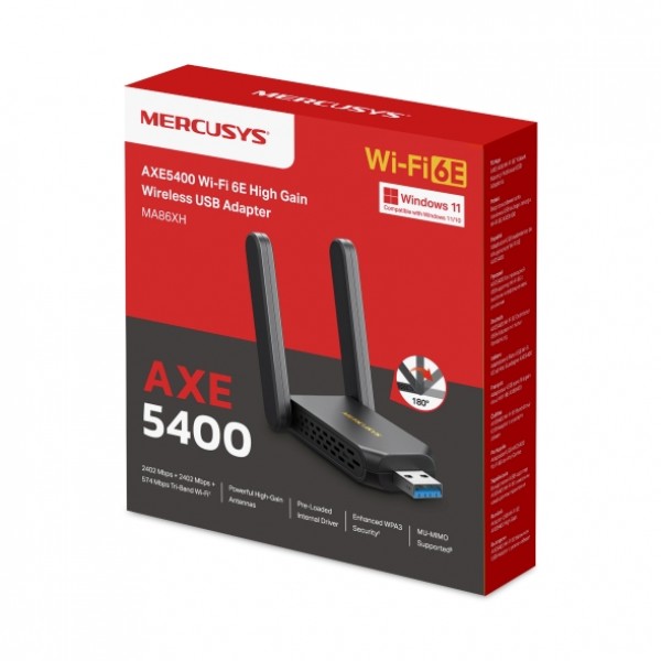 Mercusys MA86XH USB-адаптер высокого усиления с поддержкой Wi-Fi 6E AXE5400