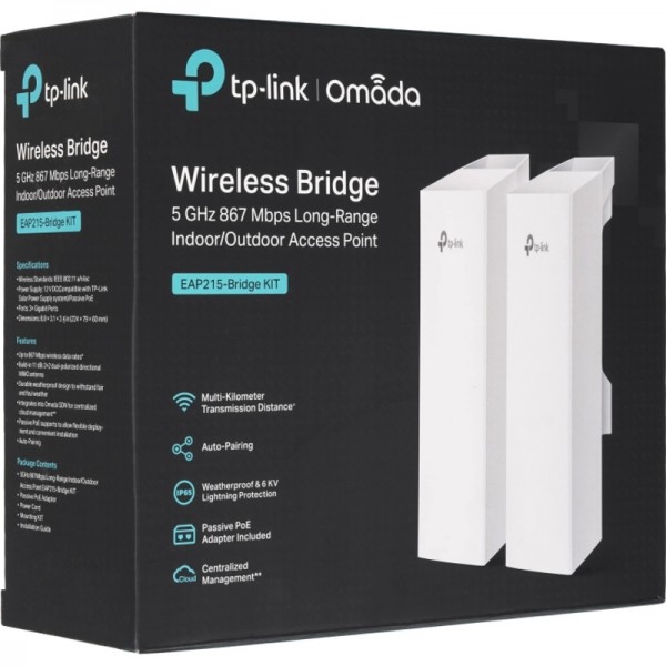 TP-Link EAP215-Bridge KIT Беспроводной радиомост Omada AC867, 5 ГГц, 867 Мбит/с (до 5 км)