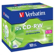 Диск CD-RW Verbatim 700 Mb, 12x, Jewel Case (10), (10/100) арт.:43148