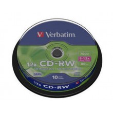 Диск CD-RW Verbatim 700 Mb, 12x, Cake Box (10), (10/200) арт.:43480