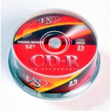 Диск CD-R VS 700 Mb, 52x, Cake Box (25), (25/250). арт.:VSCDRCB2501