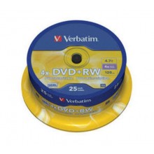Диск DVD+RW Verbatim 4.7 Gb, 4x, Cake Box (25), (25/200) арт.:43489