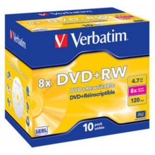 Диск DVD+RW Verbatim 4.7 Gb, 8x, Jewel Case (10), (10/100). арт.:43527