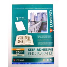 Самоклеящаяся фотобумага LOMOND, матовая, A4, неделенная (210 x 297 мм), 90 г/м2, 25 листов. арт.:2210003