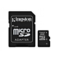 Kingston Technology Флеш карта microSD 4GB Kingston microSDHC Class 4 (SD адаптер) арт.:SDC4/4GB