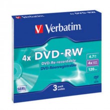 Диск DVD-RW Verbatim 4.7 Gb, 4x, Slim Case (3), (3/60) арт.:43635