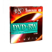 Диск DVD+RW VS 4.7 Gb, 4x, Конверт (5), (5/250). арт.:VSDVDPRWK501