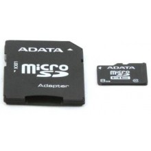 Флеш карта microSD 8GB A-DATA microSDHC Class 10 (SD адаптер) арт.:AUSDH8GCL10-RA1