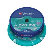 Диск DVD-RW Verbatim 4.7 Gb, 4x, Cake Box (25), (25/200) арт.:43639