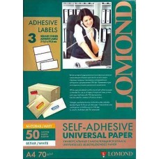 Самоклеящаяся бумага LOMOND универсальная для этикеток, A4, 3 делен. (210 x 99 мм), 70 г/м2, 50 листов арт.:2100015