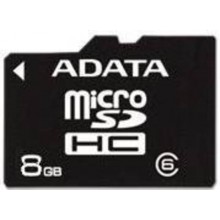 Флеш карта microSD 8GB A-DATA microSDHC Class 6 арт.:AUSDH8GCL6-R