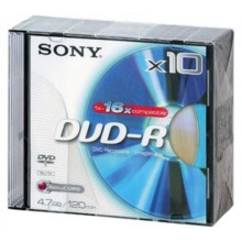 Диск DVD-R Sony 4.7 Gb, 16x, Slim Case (10), (10/100) арт.:10DMR47SS