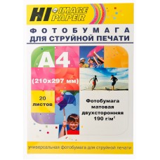 Фотобумага Hi-Image Paper матовая двусторонняя, A4, 190 г/м2, 20 л. арт.:A211794